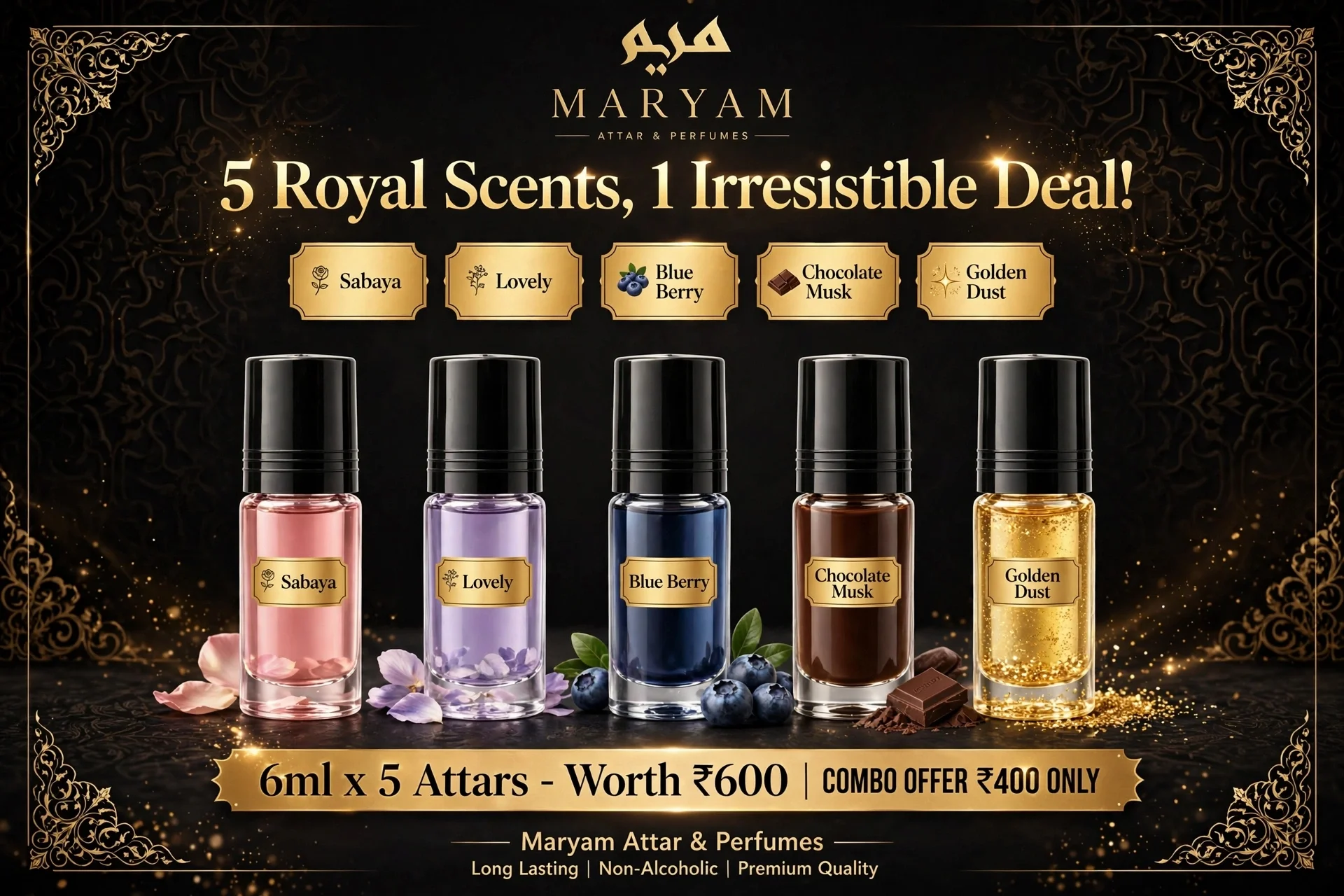 Sabaya, Lovely, Golden dust, Chocolate musk
